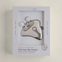 Masseur facial EMS Gua Sha en jade blanc, outil portable de qualité SPA pour le corps, vibration LED, chauffage, rajeunissement de la peau