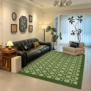Alfombra de terciopelo cristalino rectangular con patrón geométrico antideslizante para sala de estar y dormitorio - Product Image 1