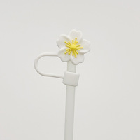 Simple Birchapple Flower Soft Glue Straw Cap 10mm Straw Cap Cute Cartoon Dust Cover Cup Accessories Straw Plug for Stanly Bottle