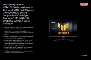 Moniteur de jeu ASUS TUF Gaming VG249QM5A 23,8 pouces FHD Fast IPS 240Hz 0,3 ms compatible FreeSync Premium/G-Sync - Product Image 6