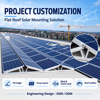Système de montage solaire sur toit plat triangulaire en aluminium réglable, fabriqué sur mesure pour les projets photovoltaïques commerciaux sur toits.