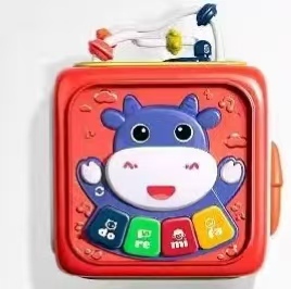 Centro de Actividades Infantiles 6 en 1 con Diseño de Dibujos Animados, Laberinto de Cuentas Multifuncional, Cubo de Actividades para Bebés y Niños Pequeños - Product Image 2