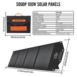 Folding 100 Watt Easy Carry <b>Solar</b> Energy Charger Cell Camping Kit Portable <b>Solar</b> <b>Panel</b> - Product Image 5