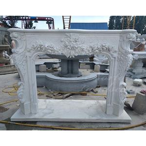 Chimeneas de mármol blanco independientes de diseño francés de lujo, chimenea tallada a mano para uso en interiores y exteriores, piedra elegante para dormitorio - Product Image 1