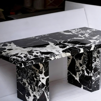 Meubles en marbre de luxe léger, table à manger en marbre, taille personnalisable, table à manger rectangulaire en marbre pour 4 personnes, 6 personnes