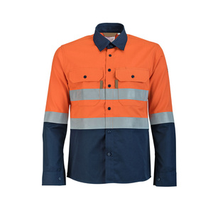100% katun dilepas lengan panjang dengan pita reflektif kemeja kerja - Product Image 2