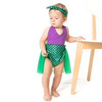 Ensemble de vêtements d'été 2 pièces pour bébé sirène Costume de princesse Romper Kids Baby Girl Clothing Sets Mermaid Dress With Headband Outfits