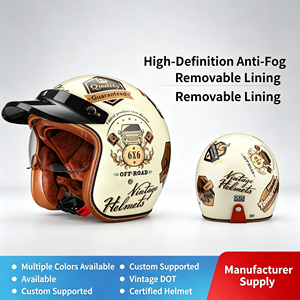 <span class=keywords><strong>Casco</strong></span> de Motocicleta Abierto 3/4 Retro <span class=keywords><strong>Vintage</strong></span> con Certificación DOT, Visera Doble Antivaho, Carcasa de ABS, Acolchado de EPS, Estilo Cafe Racer y Scooter - Product Image 1