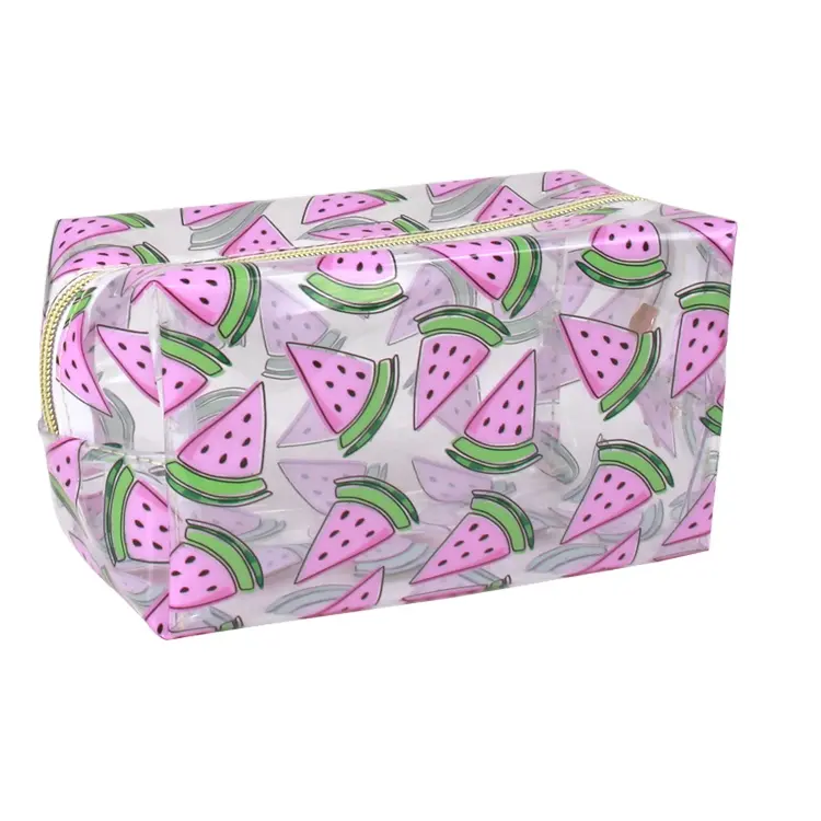 Fruit Transparent Tote Custo Cleae Wash Bag Cosmetic Bags Double Chain Portable PVC Large Capacity Waterproof PVC Cosmetic Bag