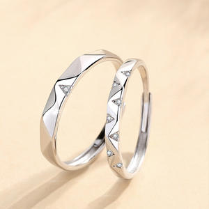 แหวนเพทายลูกบาศก์สไตล์คลาสสิกสไตล์คลื่นแหวนคู่สัญญาเครื่องประดับแหวนเงิน925สำหรับผู้ชายดีไซน์สำหรับคู่รัก - Product Image 2