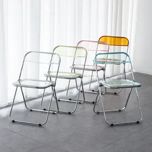 Cadeiras dobráveis acrílica transparente, cadeiras de plástico para pc