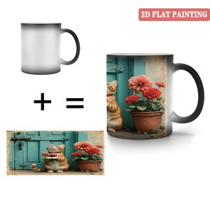 Smooth Round Edge Safe Mug 11oz Frosted Black <b>Ceramic</b> Heat Changing Magic <b>Cup</b> - Product Image 4