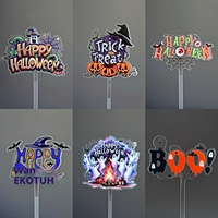 Décorations de gâteau d'Halloween classiques imprimées colorées, petits diables et chauves-souris, décorations de fête, vente en gros de toppers de gâteau