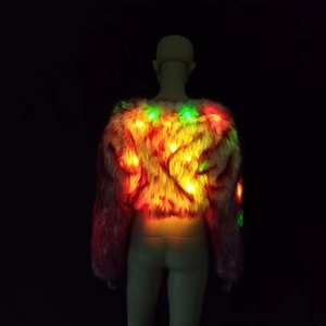 Giacca Luminosa in Pelliccia Sintetica LED per Donna, <span class=keywords><strong>Costume</strong></span> Luminoso per Cosplay, Abbigliamento Rave, Top da Ballerina per Halloween 2026 - Product Image 4