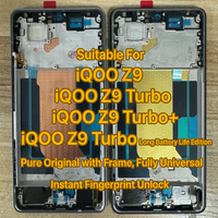 Écran LCD complet avec châssis pour téléphone portable iQOO Z9, iQOO Z9 Turbo, iQOO Z9 Turbo Plus Édition Longue Autonomie