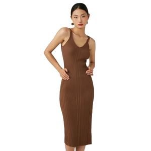 Vestido Casual de Otoño para Mujer, de Alta Calidad, Sin Mangas, con Hombros Descubiertos, Tejido, Elegante, Estilo Simple, Diseño Liso - Product Image 1