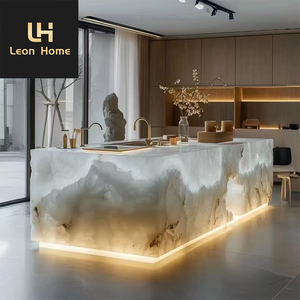 Fabricante de lujo de mármol Isla de cocina Encimera moderna Lujo Personalizado Color Armarios de cocina Diseño con mármol - Product Image 5