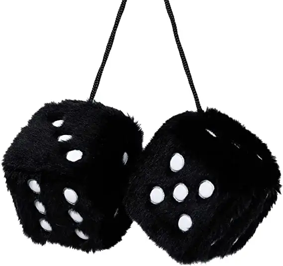 Car Hanging Furry Dice Pair Of Retro Square Hanging Plush Dice With Dots For Car Interior Ornament Decoration