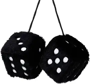 Carro Pendurado Furry Dice Par De Retro Quadrado Pendurado Plush Dice Com Pontos Para Decoração Do Ornamento Interior Do Carro