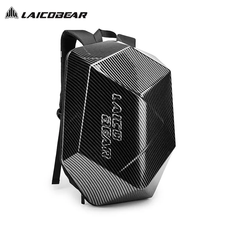 LAICOBEAR Diseño de moda Estuche rígido impermeable Viaje Smart Laptop Motocicleta Mochila Hombres ABS Mochila Bolsas de equipaje