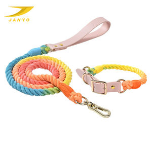 बहुरंगा कर्षण रस्सी भारी प्रशिक्षण के साथ अनुकूलित डिजाइन शाकाहारी कपास कुत्ते कॉलर पट्टा - Product Image 2