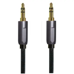 3ft vergoldetes graues Nylon-Kopfhörer kabel 3,5mm HiFi-Sound 3,5mm Audio-Aux-Kabel Zusatz kabel Stecker zu Stecker 3,5mm Stereo kabel