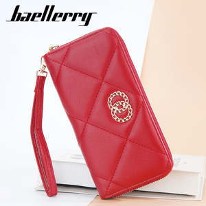 กระเป๋าสตางค์ใบยาวสำหรับผู้หญิงแบรนด์ Baellerry ทำจากหนัง PU ความจุเยอะ พร้อมสายคล้องตกแต่ง สีแดง - Product Image 3