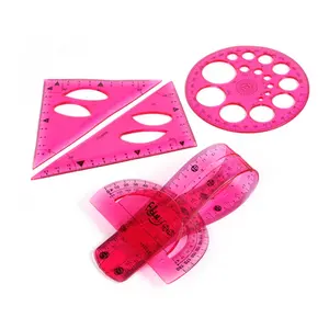 Paquete Personalizado de 5 Piezas de Juego de Geometría con Reglas de Plástico Transparente de <span class=keywords><strong>30</strong></span> <span class=keywords><strong>cm</strong></span>, Kits de Herramientas de Dibujo Flexibles para Estudiantes y Escuelas - Product Image 1