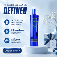 Bouteille à spiritueux en verre bleu élégant de 750 ml, avec bouchon en liège, pour vodka de qualité supérieure, Shandong JB GLASS