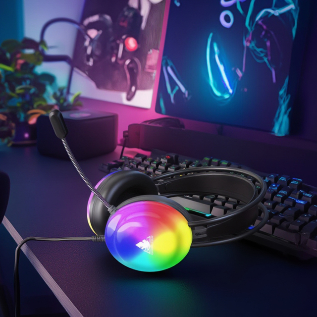 7.1 Sound USB RGB Gaming Headset with Noise Cancelling Wired USB Gamer Headphones Featuring Microphone for Music & Gaming