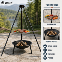 Barbecue suspendu sur trépied avec foyer, support de cuisson pour feu de camp extérieur, idéal pour le camping, les pique-niques et les fêtes en plein air