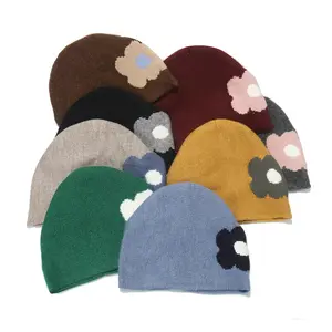 Sewingman B0656C çiçek jakarlı boy şapka Cuffless Beanie Gorro Personalizado