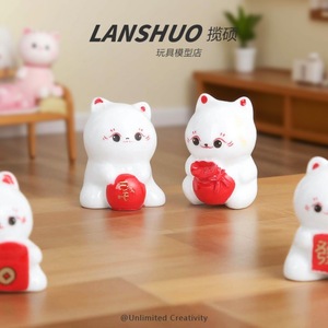 ตุ๊กตาแมวเรซิ่น Lanshuo ของตกแต่งบ้านขนาดเล็ก ของขวัญนำโชค - Product Image 4