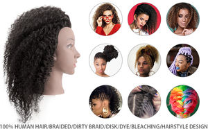 Cabeza de Maniquí de pelo ondulado del cuerpo humano 100%, muñeca de cosmetología de pelo Real rizado para práctica de peinado, herramienta de entrenamiento - Product Image 6