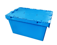 Caisse de stockage en plastique recyclable de grande taille et robuste, en matériau PP, boîte inclinée, paroi solide, couvercle, logistique, retournement, empilable