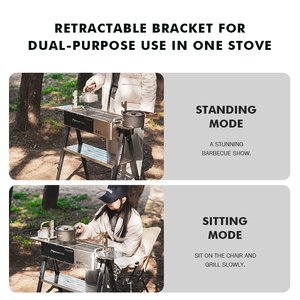 Gril de <span class=keywords><strong>barbecue</strong></span> debout 304 gril portatif de charbon de bois d'acier inoxydable de catégorie alimentaire pour des rassemblements et des barbecues à la maison extérieurs - Product Image 5