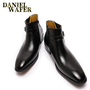 Bottes <span class=keywords><strong>de</strong></span> <span class=keywords><strong>dressage</strong></span> pour hommes en cuir <span class=keywords><strong>de</strong></span> qualité supérieure avec semelle en caoutchouc, chaussures en cuir véritable pour hommes - Product Image 5