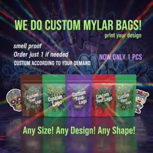 Holographic Custom Printed Mylar Bags 3.5g Smell Proof Baggies for Candy & Gummies Die Cut Shape Fast Production & Shipping - Product Image 2