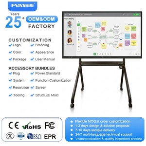 Tableau blanc interactif intelligent à écran tactile multipoint infrarouge 20 points série FVASEE HS-E, écran LED 4K, support mobile, panneau plat noir - Product Image 1