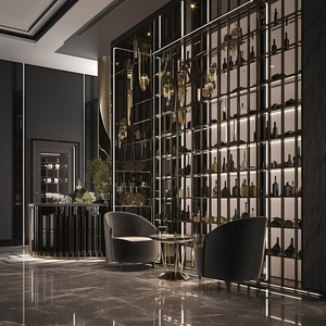 Armoire à vin pliable de style américain avec placard en bois sculpté Présentoir de vitrine pour salon salle à manger porte vitrée