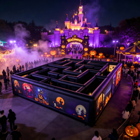 Labyrinthe gonflable géant d'Halloween, labyrinthe hanté gonflable personnalisé imprimé pour les parcs d'attractions en plein air