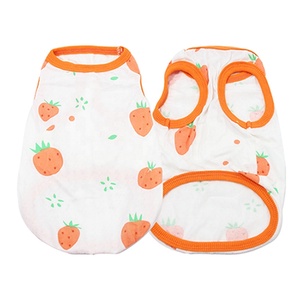 Rompi Hewan Peliharaan OEM ODM Bahan Katun 100% Lembut untuk Anjing Kecil Kucing Ramah Kulit Tanpa Lengan Baju Anak Anjing Kucing Rompi Hewan Peliharaan Atasan Musim Panas Anjing Kucing - Product Image 2