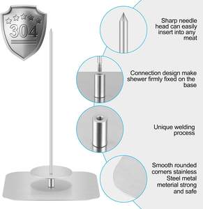 Nouveau support vertical à 3 tiges pour barbecue 3 pointes et plaque amovible en acier inoxydable pour barbecue, accessoires <span class=keywords><strong>de</strong></span> grillade <span class=keywords><strong>de</strong></span> broche <span class=keywords><strong>de</strong></span> barbecue en acier inoxydable - Product Image 2