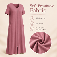 Robe de travail à col en V, fermeture éclair intégrale, manches courtes, longue, en fibre de polyester antibactérienne, couleur unie, pour personnel de salon de beauté, personnalisable