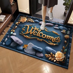 พรมเช็ดเท้าลายดอกไม้ทันสมัย ใยโพลีเอสเตอร์ สำหรับใช้ภายในอาคาร รูปทรงสี่เหลี่ยมผืนผ้า คุณภาพสูง ลายที่ 1 ลายที่ 2 ลายที่ 3 ลายที่ 4 - Product Image 2