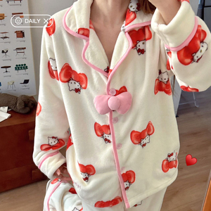 Conjuntos <span class=keywords><strong>de</strong></span> Pijamas 284 #   Pijama <span class=keywords><strong>de</strong></span> Franela <span class=keywords><strong>de</strong></span> Leche para <span class=keywords><strong>Mujer</strong></span>, Diseño <span class=keywords><strong>de</strong></span> Corazón <span class=keywords><strong>de</strong></span> Niña, Cálido para Invierno - Product Image 6