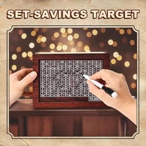 Tirelire en bois réutilisable avec compteur, boîte de défi d'épargne à ouverture discrète et suivi des objectifs, pour adultes et enfants - Product Image 2