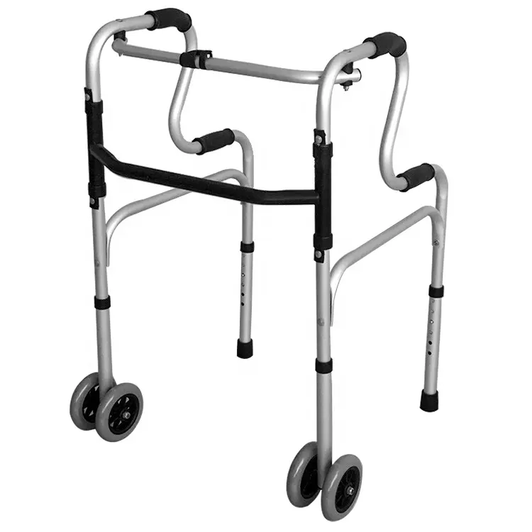 Auxílio de caminhada para idosos, 2 rodas leves dobráveis, axilas posterior para caminhada, caminhada com rodas