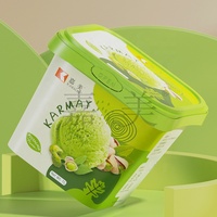Conteneur de crème glacée 1L avec couvercle, boîte en plastique avec verrou de sécurité, impression IML, pour produits surgelés -18°C, fournisseur d'emballages alimentaires.