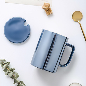 Taza de Café de Cerámica Esmaltada de Lujo, Taza Brillante con Tapa para Parejas - Product Image 4